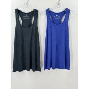 2 FREE FLY Green/Blue TankTop Womens XSMALL Racerback Bamboo Performance Comfort